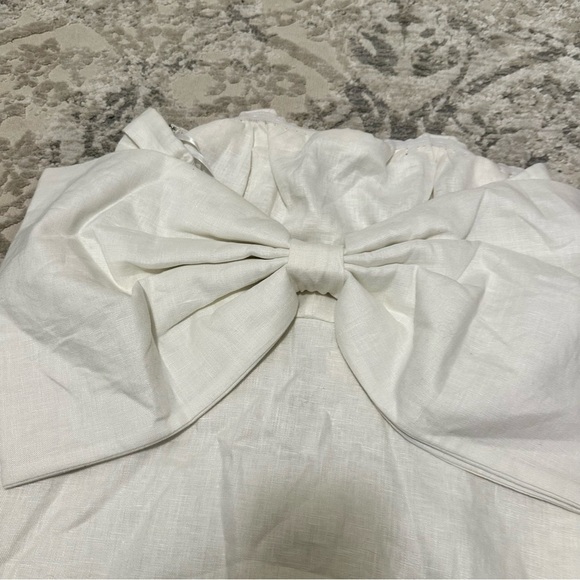 DISSH Aisle Bow Linen Dress Solid White Mini Style Strapless Size 12 US Women’s - Picture 8 of 11